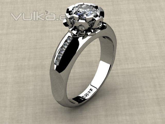 Anillo diamantes flor de loto