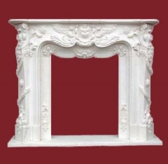 Marco de chimenea de marmol blanco estilo clasico