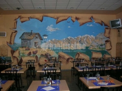 Paisaje pintado en el comedor de un restaurante( 24 htorrefarrera(lleida)