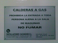 Placa de idintificacion de entrada sala de calderas de gas natural wwwinstalacionessalvadorcom