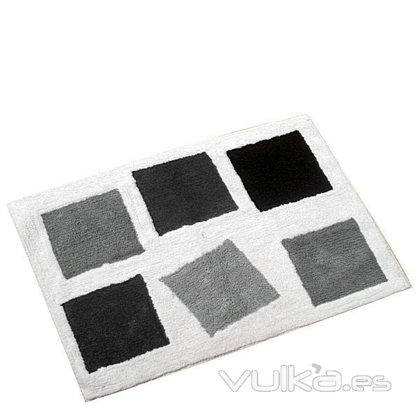 Alfombra de baño cuadros negros grises en lallimona.com