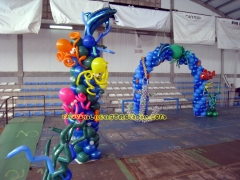 Columna de globos, diseno marino