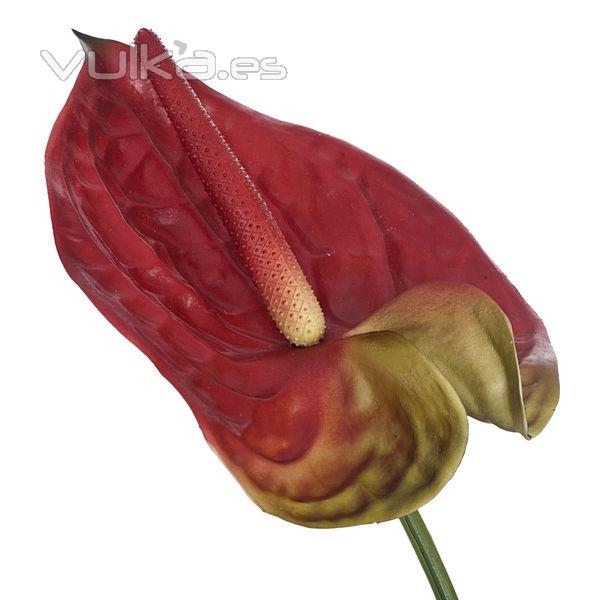 Flor artificial anthurium cereza 65 en lallimona.com