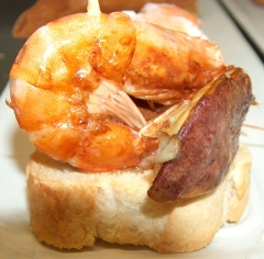 Pintxo boletus con langostino