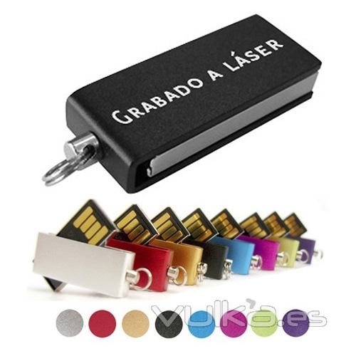 Memoria USB metálica mini. Personalizada con láser . Ref. USBDT4