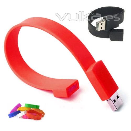 Memoria USB formato pulsera plana Disponible desde 1 hasta 16Gb. Ref. USBPUL1