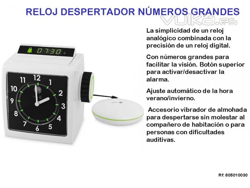 RELOJ DESPERTADOR CON ACCESORIO PARA SORDOS