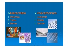 Materiales plasticos, materiales acrilicos: metacrilato, policarbonato