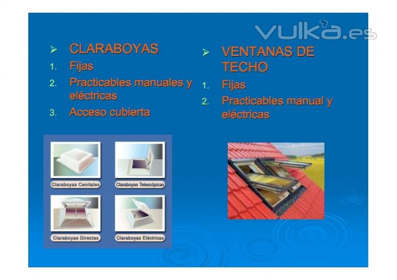 Claraboyas, cúpulas, lucernarios, ventanas de techo, ventanas Velux.