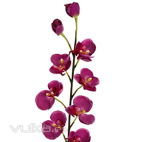 Rama artificial flores orquideas pequeñas berengena con hojas en lallimona.com (detalle 1)