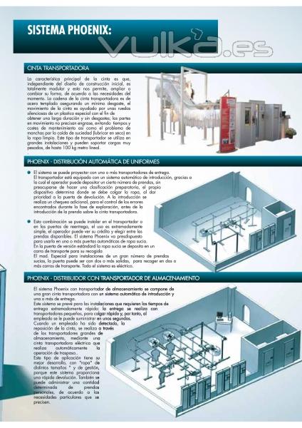 cinta de almacenaje, transporte y entrega automatica de uniformes