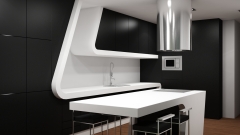 Cocina minimalista realizada por cubo interiorismo para una vivienda duplex en urb exclusiva_murcia