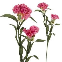 Flor artificial dos claveles fucsias con hojas en lallimonacom (detalle 1)