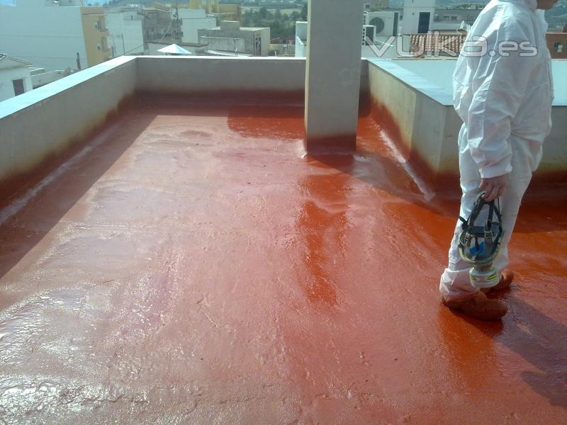 terraza de edificio con poliurea 800 metros