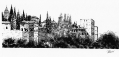 Alhambra desde el sacromonte plumilla