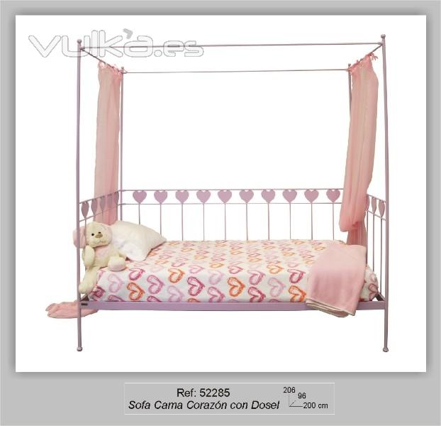 Sofá Cama Con Dosel Forja Color Rosa Antillas. Disponible en varias medidas y colores.