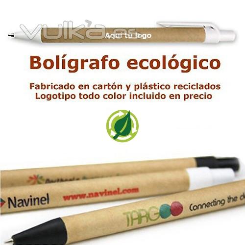 Bolígrafo ecológico, fabricado en cartón y plástico reciclados. Ref. DTBOs3