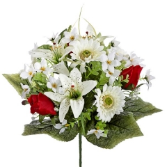 Bouquet flores artificiales gerberas liliums y rosas rojas 35 en lallimonacom