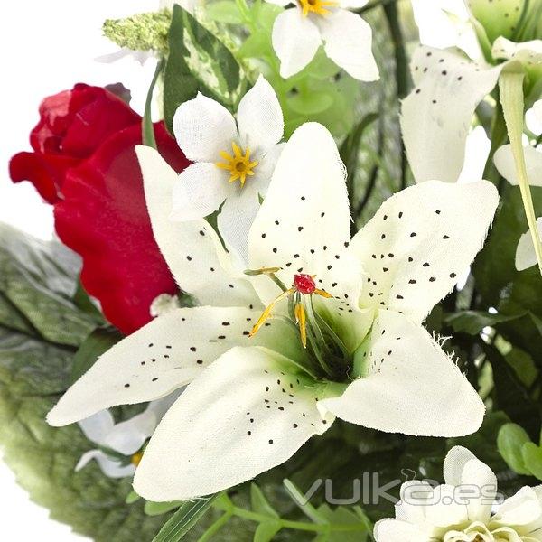 Bouquet flores artificiales gerberas liliums y rosas rojas 35 en lallimona.com (detalle 1)