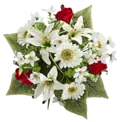 Bouquet flores artificiales gerberas liliums y rosas rojas 35 en lallimonacom (detalle 2)
