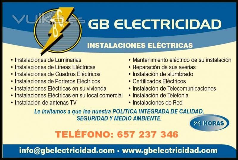 Servicios elécticos en Tenerife GB Electricidad 657 237 346
