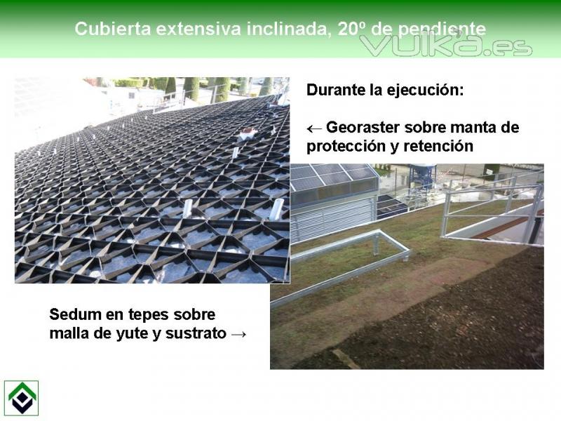 Instalación cubierta ecológica inclinada