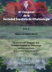 Diploma congreso sociedad espanola de oftalmologia septiembre 2011 oviedo