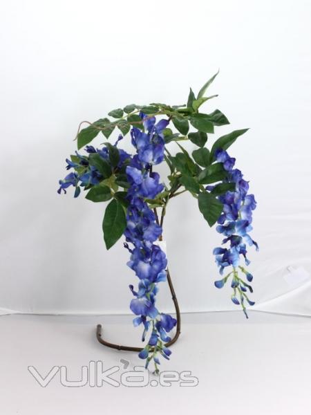 Flores artificiales economicas. Rama glicina artificial azul oasisdecor.com