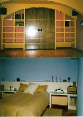 Cabecero de dormitorio(inferior)  mueble de bodega (superior)