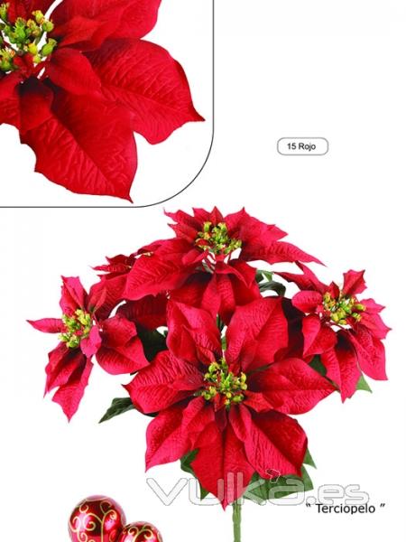 Ponsetias artificiales de calidad. Mata poinsettia artificial x 5 flores oasisdecor.com