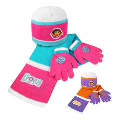 Set  Dora:gorro, bufanda y guantes. Producto licenciado. Pack 24 unidades. Ref. BORNÑLI14