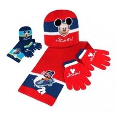 Set  Mickey:gorro, bufanda y guantes. Producto licenciado. Pack 24 unidades. Ref. BORNÑLI12