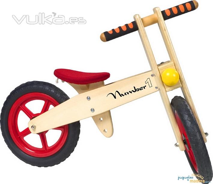 Bicicleta de madera infantil. Juguete didáctico y educativo de madera.