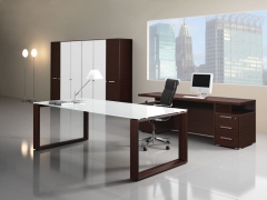 Despacho mesa cristal y madera