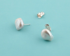 Pendientes de perla cultivada aaa barroca 13-17mm en plata con presion antivuelco 23eur