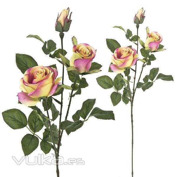 Flores artificiales. Rama rosas artificiales bicolores 68 en lallimona.com (1)