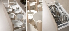 Detalle mobiliario de cocina dica modelo serie 45 roble tempo claro y porcelana