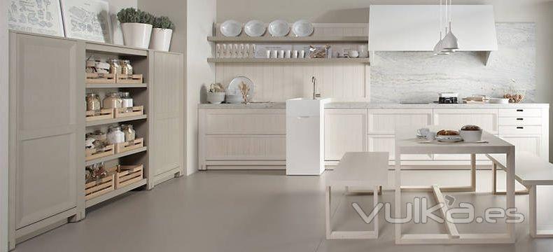 Mobiliario de cocina Dica modelo Arkadia blanco nata con camel