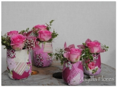 Centros con jarron de patchwork para decorar banquetes mayula flores zaragoza