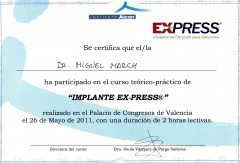 Diploma curso teorico-practico de implante express de filtracion para glaucoma valencia, mayo 2011