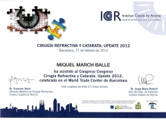 Diploma congreso cirugia refractiva y catarata: update 2012 icr barcelona 17-02-2012