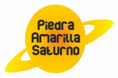 Logotipo de piedra decorativa amarillo saturno