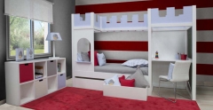 Ambiente castillo cama nido, modulo, cajones, escritorio de babyroom