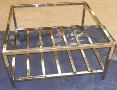 Mesa de centro con cristal hecho en acero inoxidable 1000x1000 mm (fabricamos a medida)
