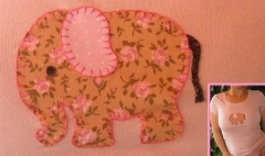 Camiseta patchwork, elefante