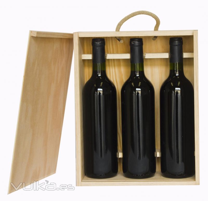 Estuche de madera para 3 botellas