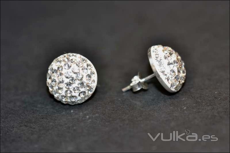 pendientes mediabola grandes hechos con swarovski elements