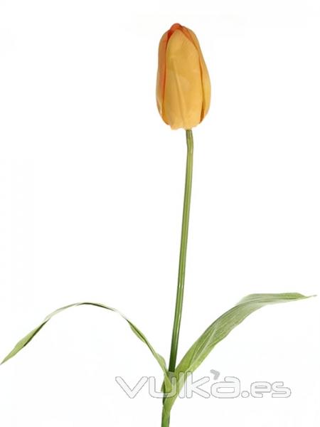 Tulipanes artificiales de calidad. Tulipan artificial tacto natural naranja Oasis decor