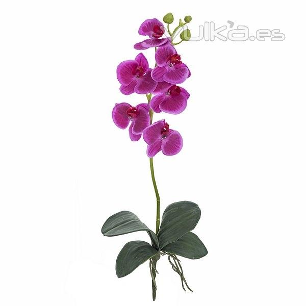 Flores artificiales. Rama orquideas artificiales latex junior fucsia hojas 58 en La Llimona home