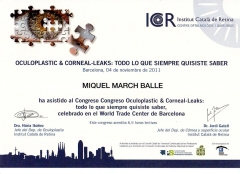 Diploma congreso cornea y oculoplastica icr nov 2011 barcelona